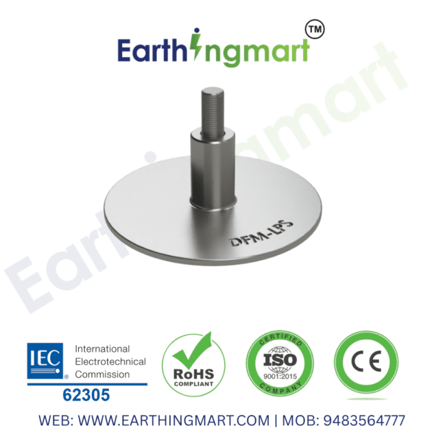 Lightning strike pad installed at base of down conductor