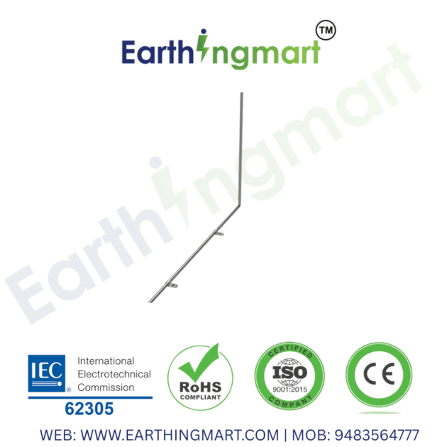 Angled air terminal installed on Solar panel for lightning protection
