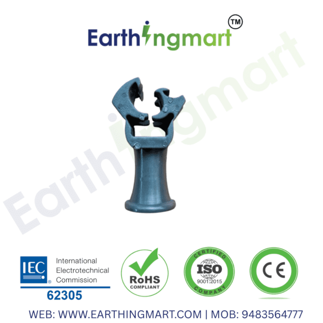 Nylon parapet holder clamp supporting lightning down conductor